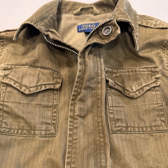 Polo Ralph Lauren Green Military Jacket Coat USA Flag Patch Boy's Size 4 - Picture 7 of 13